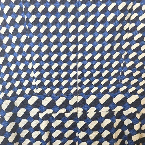 Boden Martha Pencil Sheath Dress Cobalt Blue, Black & White Retro Geometric, 8R - Picture 4 of 7